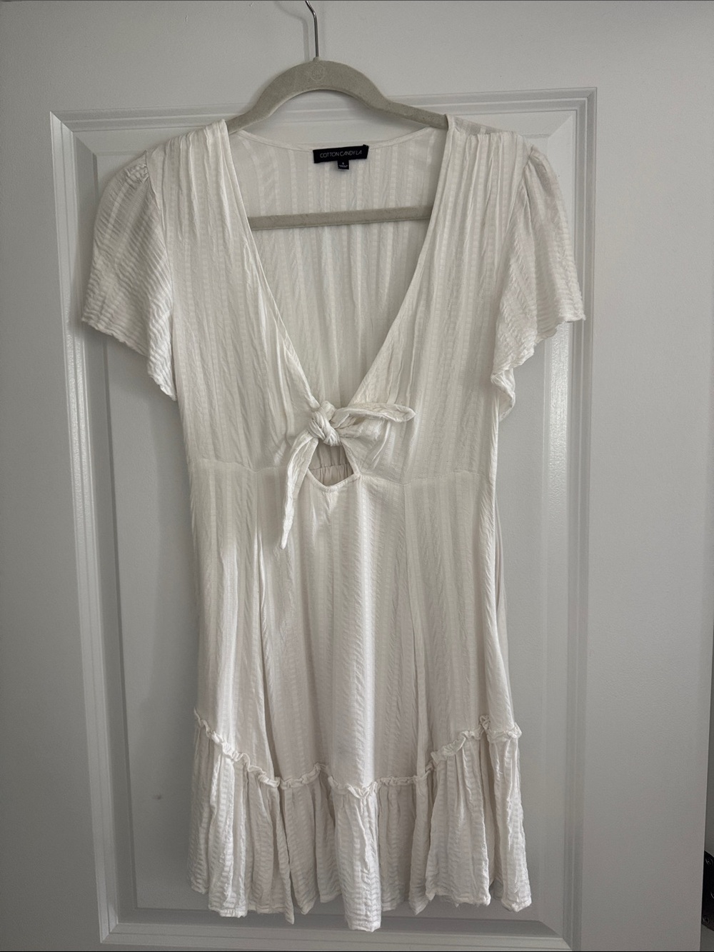 Cotton Candy Ivory Tie-Front Mini Dress